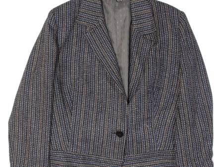 Womens Blazer Jacket Grey Striped S Fashion