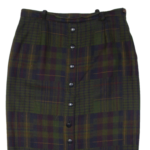 HAMMER Womens Straight Skirt Green Midi Wool 90s Plaid L Online now