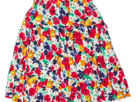 Womens A-Line Skirt Red Knee Length Floral M Supply