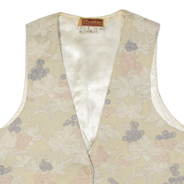 BOUTIQUE Womens Blazer Waistcoat Cream 90s Floral M Supply