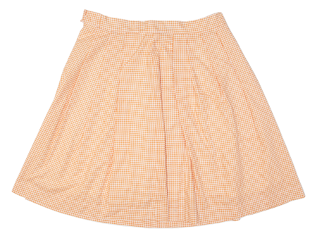 Womens A-Line Skirt Orange Knee Length 90s Gingham M Fashion