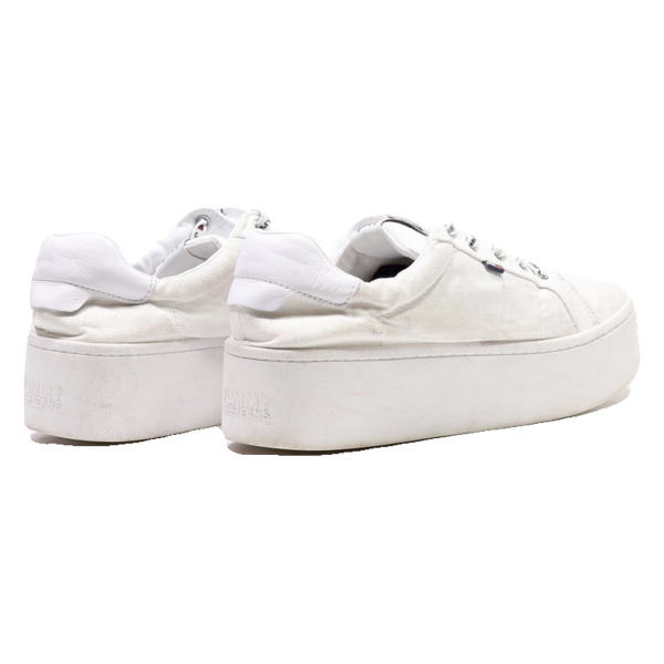 TOMMY HILFIGER Platform Trainers White Canvas Womens UK 6.5 Supply