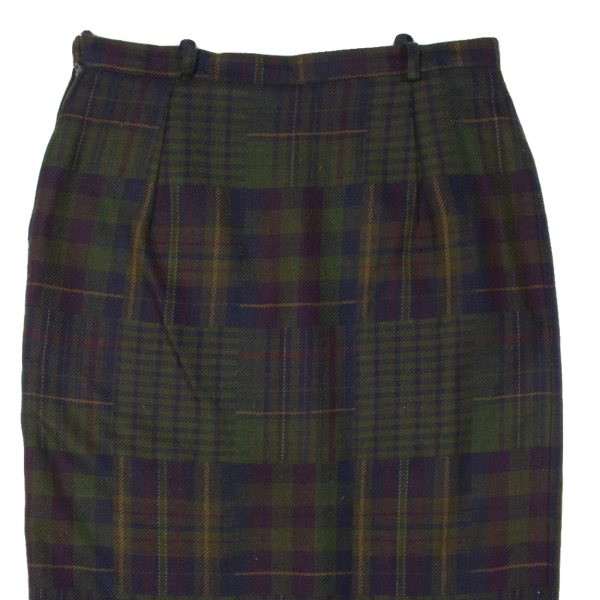 HAMMER Womens Straight Skirt Green Midi Wool 90s Plaid L Online now