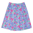 Womens Pleated Skirt Blue Midi Floral L Hot on Sale