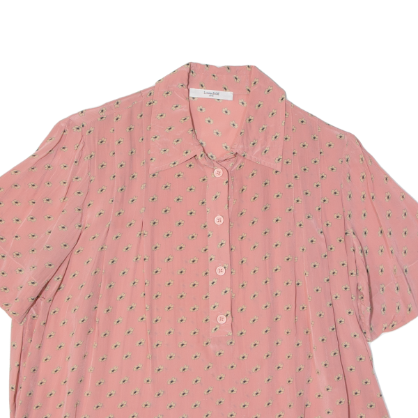 LOVECHILD Womens Printed Blouse Pink Collared 90s Viscose Floral S Fashion