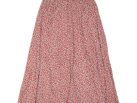 MODA Womens A-Line Skirt Red Midi Floral L Cheap