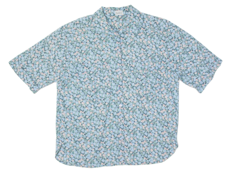 BETTY BARCLAY Womens Blouse Shirt Blue Collared 90s Floral L For Sale