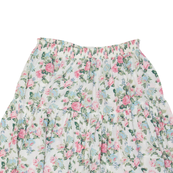 Womens A-Line Skirt White Midi Floral XL Discount