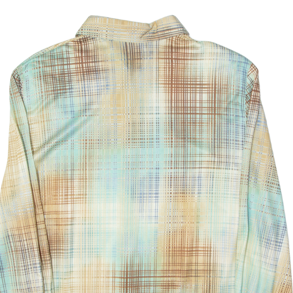 CALANIA Womens Printed Shirt Beige Collared Long Sleeve 90s Plaid UK 20 Cheap