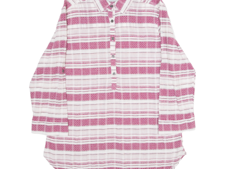 COLUMBIA Womens Shirt Pink Striped 3 4 Sleeve M Sale