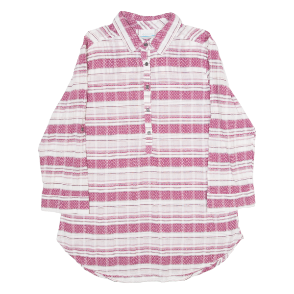 COLUMBIA Womens Shirt Pink Striped 3 4 Sleeve M Sale