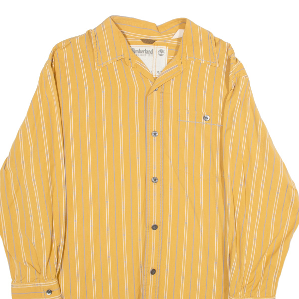 TIMBERLAND Relaxed Fit Mens Shirt Yellow Striped Long Sleeve M Online now