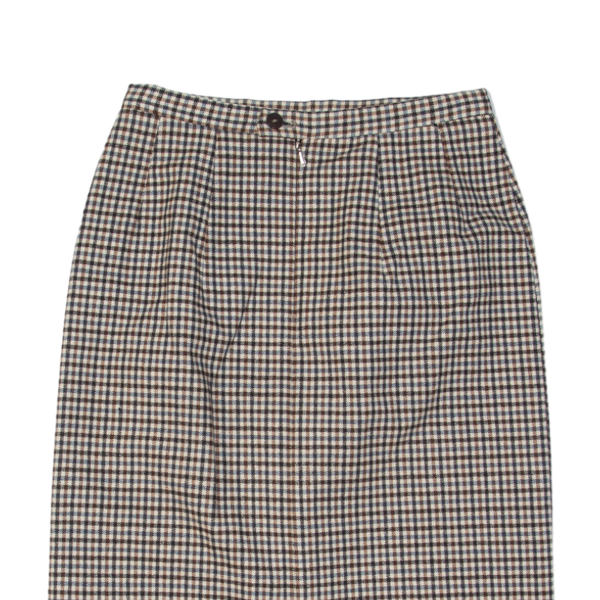 Womens Pencil Skirt Brown Knee Length Check S on Sale