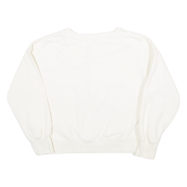 LEE Workwear Womens Sweatshirt White Button Neck XS Discount