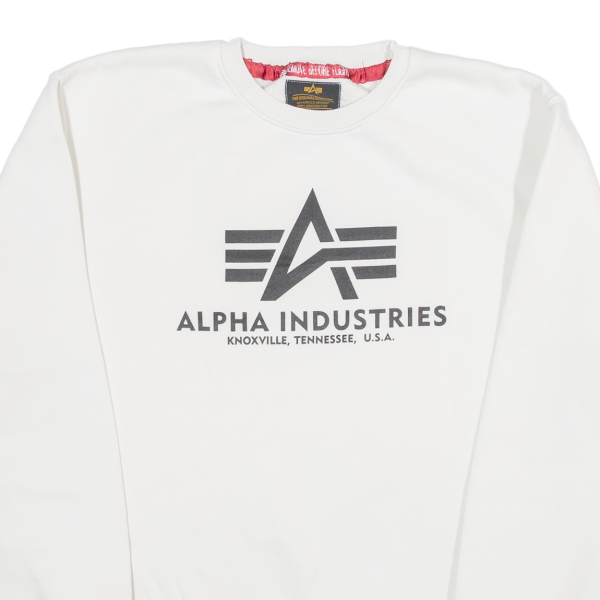 ALPHA INDUSTRIES Mens Sweatshirt White M Hot on Sale