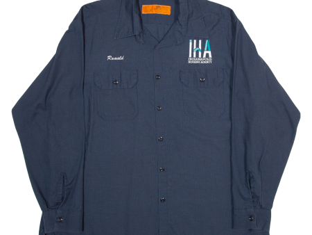 RED KAP Mens Worker Shirt Blue Long Sleeve 2XL on Sale