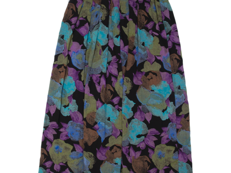 Womens A-Line Skirt Black Midi Floral L Cheap