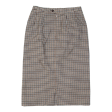 Womens Pencil Skirt Brown Knee Length Check S on Sale