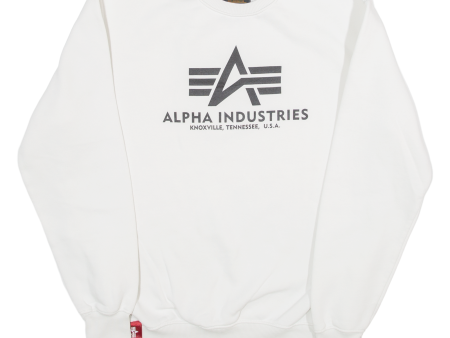 ALPHA INDUSTRIES Mens Sweatshirt White M Hot on Sale