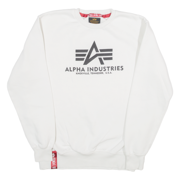 ALPHA INDUSTRIES Mens Sweatshirt White M Hot on Sale