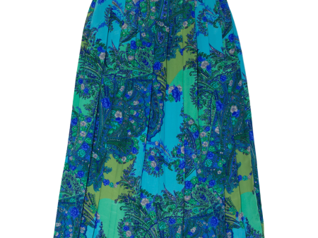 Womens Pleated Skirt Blue Midi 90s Paisley M Discount