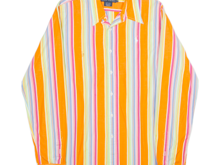 RALPH LAUREN Womens Shirt Orange Striped Long Sleeve UK 12 Hot on Sale