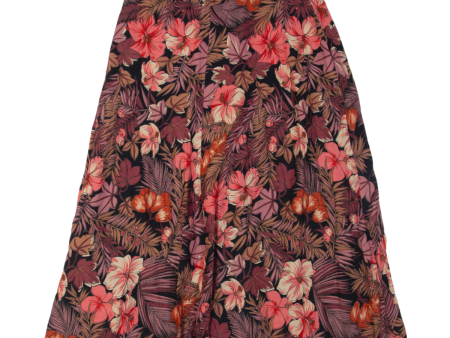 Womens A-Line Skirt Maroon Midi Floral S on Sale