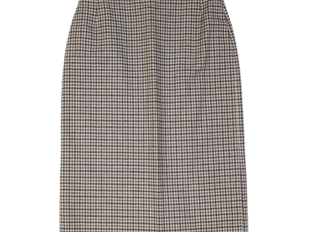 Womens Pencil Skirt Brown Knee Length Check S on Sale