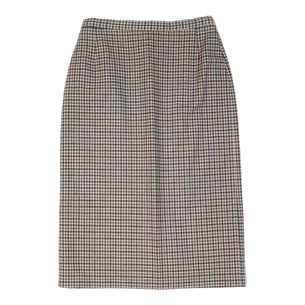 Womens Pencil Skirt Brown Knee Length Check S on Sale