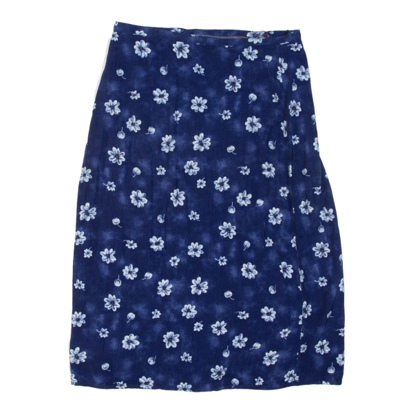 HERE&THERE Womens Wrap Skirt Blue Midi Viscose Floral M For Sale