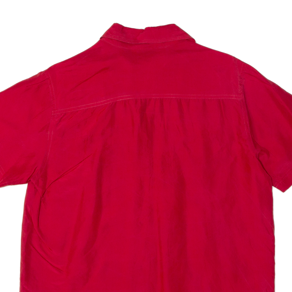 DE VILLE Womens Shirt Red Collared 90s Silk M Online Sale