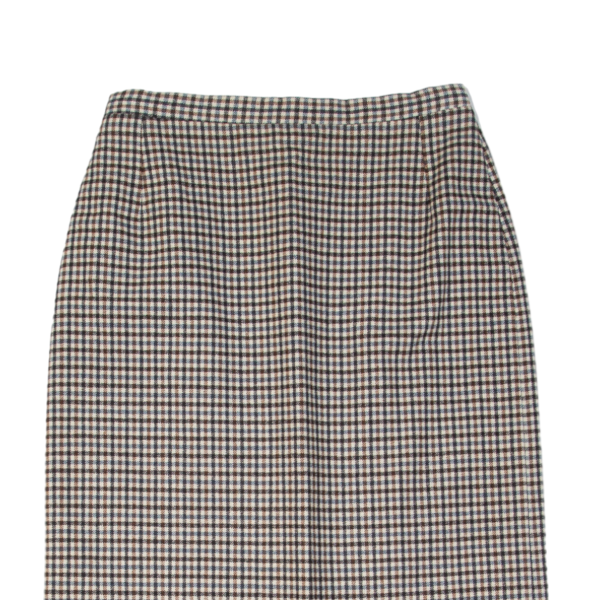 Womens Pencil Skirt Brown Knee Length Check S on Sale