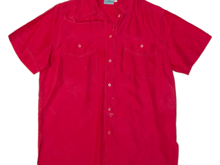 DE VILLE Womens Shirt Red Collared 90s Silk M Online Sale