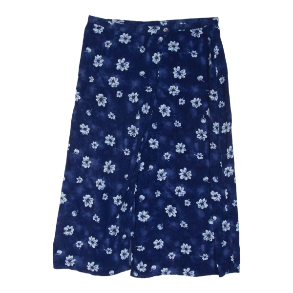 HERE&THERE Womens Wrap Skirt Blue Midi Viscose Floral M For Sale