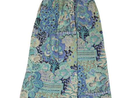 Womens A-Line Skirt Blue Midi Viscose Floral M For Cheap