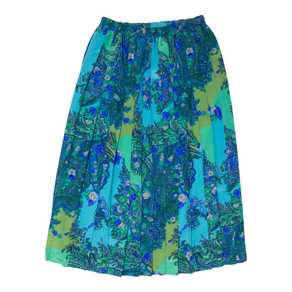 Womens Pleated Skirt Blue Midi 90s Paisley M Discount