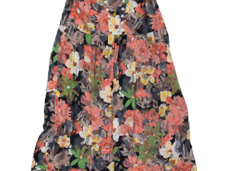 Womens Maxi Skirt Black Long Viscose Floral L Online now