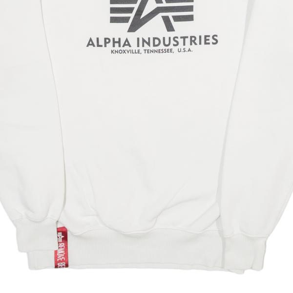 ALPHA INDUSTRIES Mens Sweatshirt White M Hot on Sale