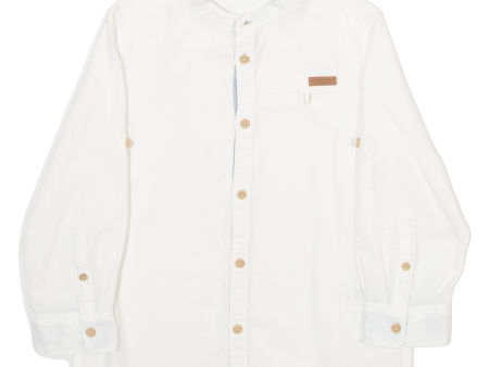 H&M Collarless Boys Plain Shirt White Long Sleeve 4-5Y Online