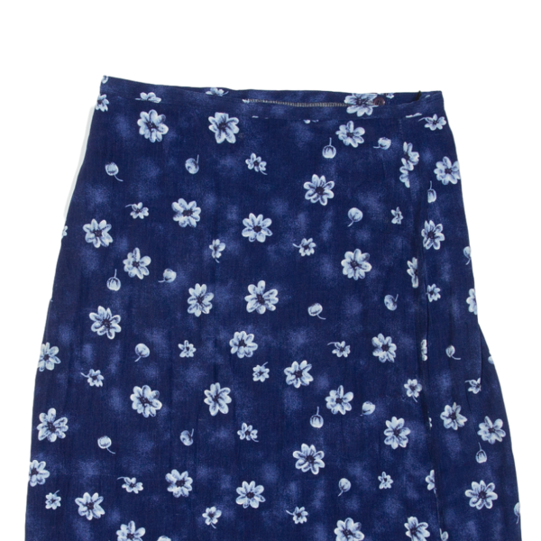 HERE&THERE Womens Wrap Skirt Blue Midi Viscose Floral M For Sale