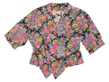 C&A Womens Wrap Blouse Black Floral M Online now