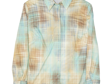 CALANIA Womens Printed Shirt Beige Collared Long Sleeve 90s Plaid UK 20 Cheap