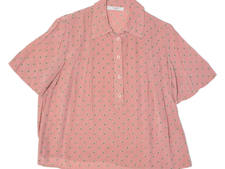 LOVECHILD Womens Printed Blouse Pink Collared 90s Viscose Floral S Fashion