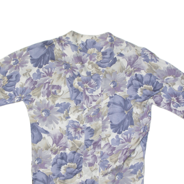 Long Womens Blouse Blue 90s Viscose Floral L Online Hot Sale