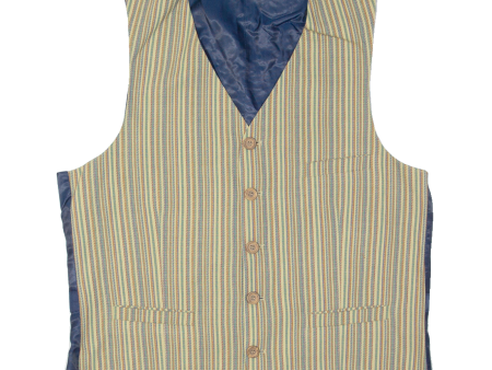 ANGELO LITRICO Mens Blazer Waistcoat Beige 90s Striped M For Cheap