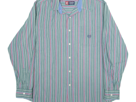 CHAPS Mens Shirt Green Striped Long Sleeve XL Online now