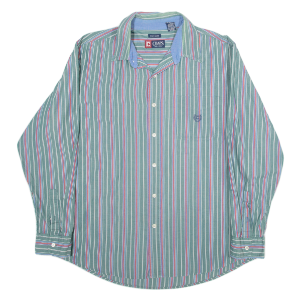 CHAPS Mens Shirt Green Striped Long Sleeve XL Online now