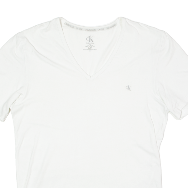 CALVIN KLEIN CK ONE Mens T-Shirt White V-Neck L Fashion