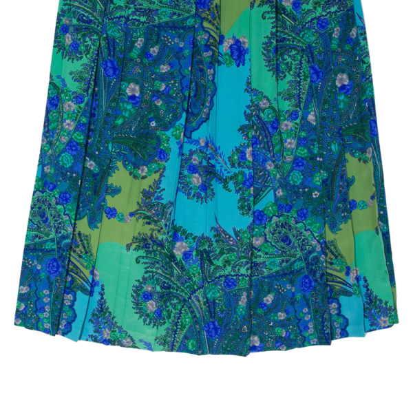 Womens Pleated Skirt Blue Midi 90s Paisley M Discount