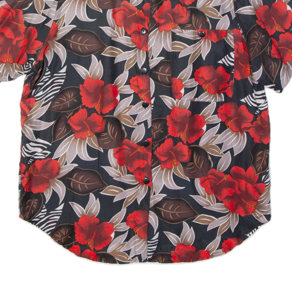 C&A Womens Printed Shirt Black Collared Silk Floral M Cheap